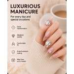 Nude‑Pink Gradient Long Stiletto Almond Press‑On Nails, Luxury Large Square Rhinestone Gorgeous Elegant False Nails